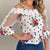 Casual Shirt Cold Shoulder Mesh Insert Dots Floral Print Blouse