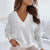 V Neck Long Sleeve Pullover Knitted Cardigan Tops