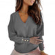 V Neck Long Sleeve Pullover Knitted Cardigan Tops