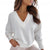 V Neck Long Sleeve Pullover Knitted Cardigan Tops