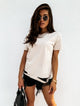 Slim Stand Collar Short Sleeve Top